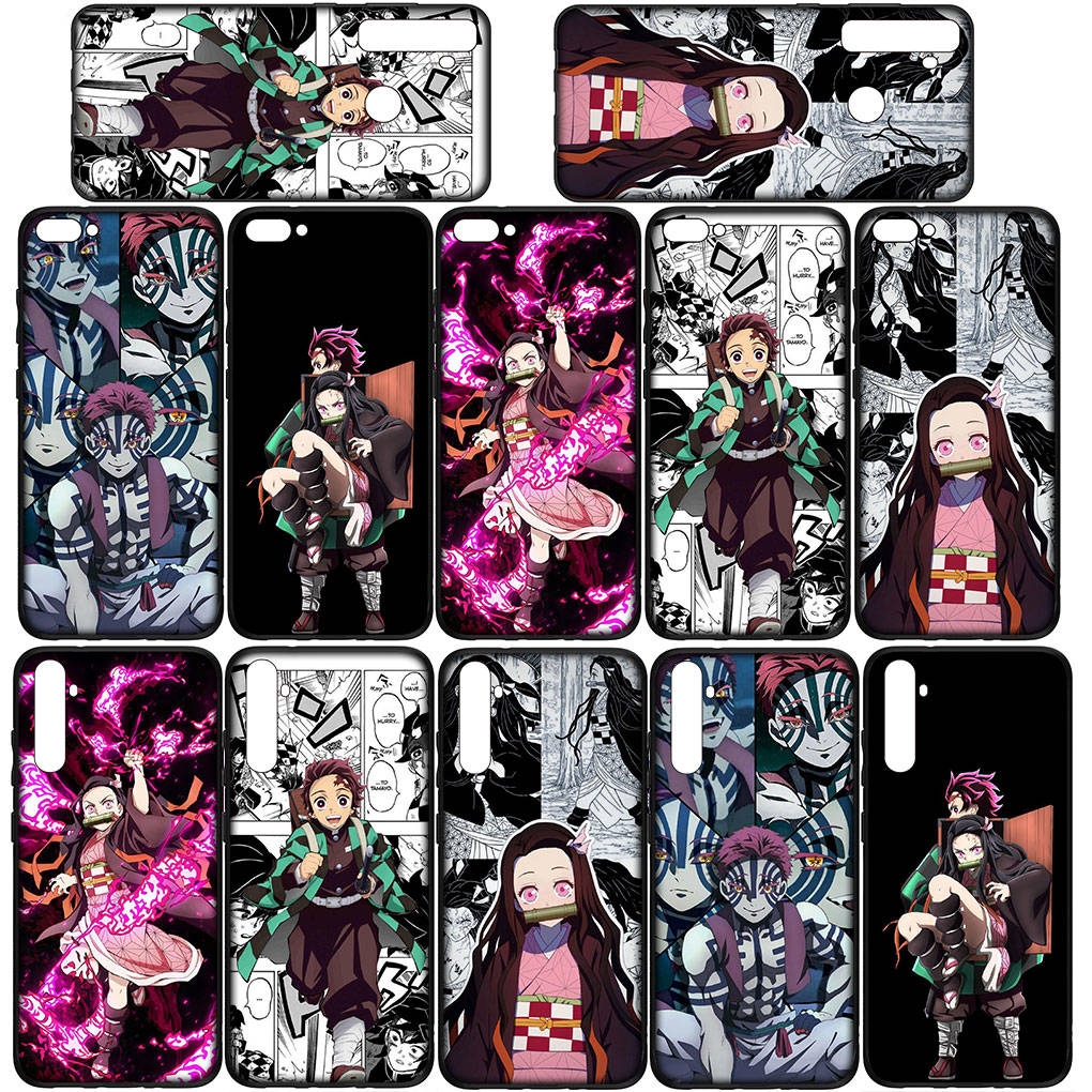For iPhone 16 15 Xiaomi Redmi Note 14 13 12 11 Pro Max X 16e Samsung Galaxy S25 S24 S23 Moto OPPO Huawei Anime Demon Slayer Tanjirou Nezuko Phone Case
