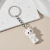 Cute 3D Flocking Kitten Small Bear Keychain Resin Cat Couple Mobile Phone Pendant Car Keyring Earphone Backpack Charms Bag Decor