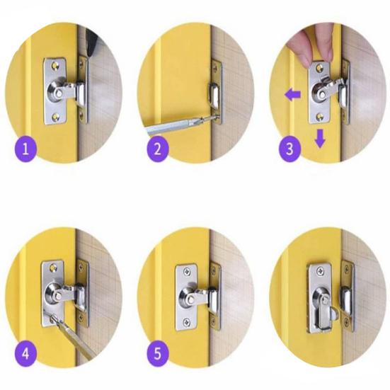 Door Hasp Latch Rustproof Corrosion Resistant Easy Assembly Mini Size 90-Degree Door