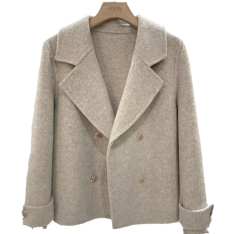 2024 Korean Style Double-Faced Cashmere Short Coat for Women