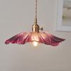 Flower Pendant Light Glass Suspension Lamp with E27 Tricolored Bulb Mordern Decorative Lightings for Bedroom Dinning Room Foyer