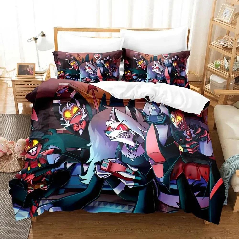 Anime Helluva Blitzo Boss Bedding Set Duvet Cover Bed Set Quilt Cover Pillowcase Comforter King Queen Size Boys Adult