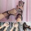 New Lace Spots Short Lotus Leaf Sheers Gloves Tulle Stretchy Full Finger Summer Flexible Women