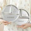 Round Dining Plate 304 Stainless Steel Food Plate Divided Breakfast Plate 3 Grids Cute Tableware Stackable Fruit Salad Plate Set