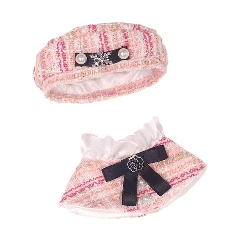 Tweed Beret Cape for 15cm Dolls Pink and Shawl Set Check & - Poncho, Hat, Cape, - [Used]