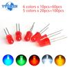 60/100pcs 5mm LED Kit DIY F5 Light Emitting LED Diode White Green Red Blue Yellow Orange for Arduino