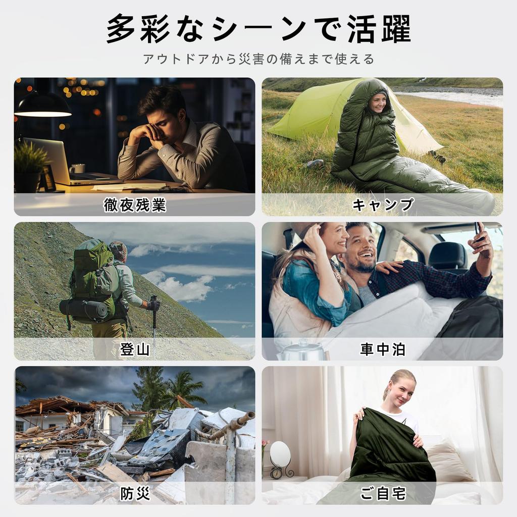 TRAVELBAIC Спальный мешок Комфортный температурный диапазон Идеально подходит для улицы, для автомобиля в экстренной ситуации Полностью включает сумку для хранения, Зимний/летний, Конверт