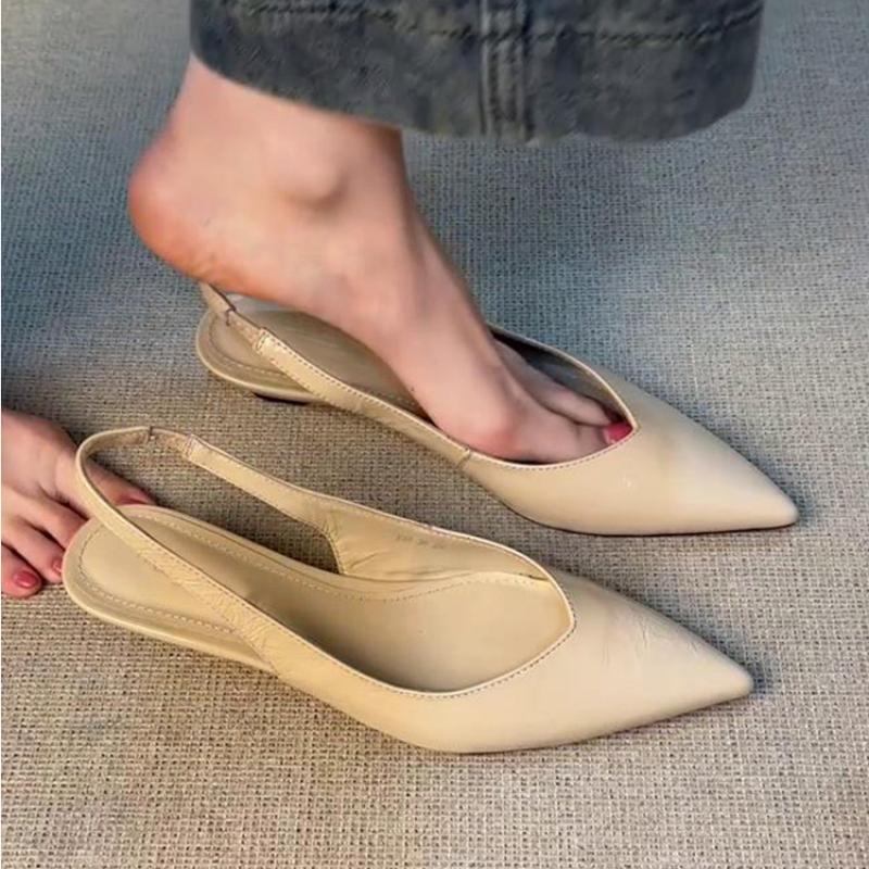 Pointed Toe Women's Sandals Elegant Heels Shoes Summer 2025 Fashion Slides New Party Flip Flops Dress Slingback Mujer Zapatillas