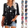 3/4 Sleeve Tops For Women Casual Ruffle V Neck T Shirts Work Blouses Dressy Tunic Tops