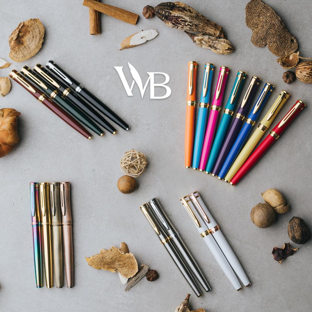 Wordsworth Black Fountain Pen 18K Extra Fine 24 Pack Ink Ink Refill Converter Gift Chrome Perfect for Men and Women & Set, Nib, Cartridges, & Box,