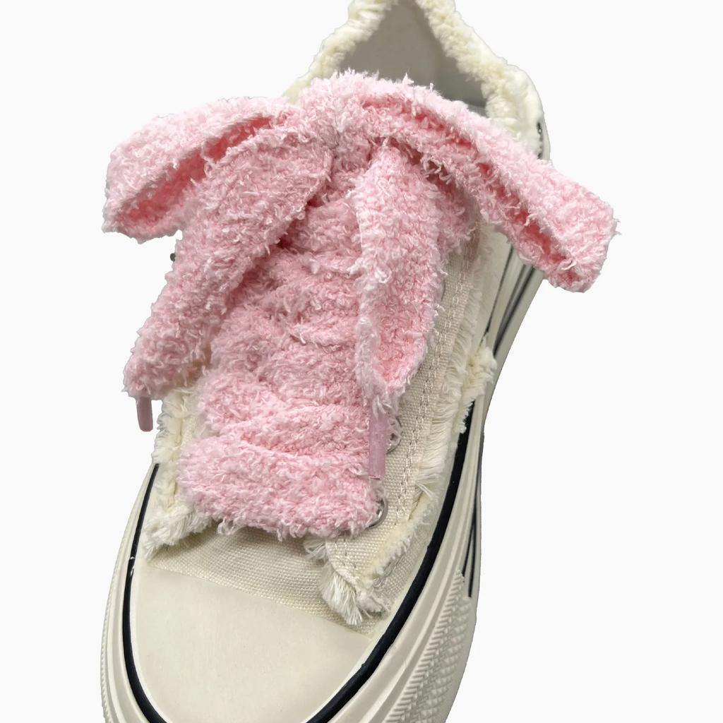 Women Casual Canvas White Flat Shoes Laces Strings Accessories 2.2cm Width 1 Pair Cute Plush Sneakers Shoelaces Men