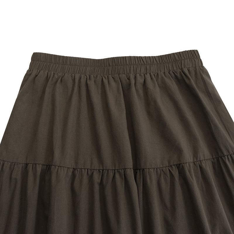 Women Cotton A-line Skirts Summer Loose Casual Elastic Waist Long Skirts