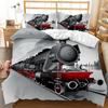 Steam Train Duvet Cover Digital Illustration Of A Locomotive Train On A Steel Railway Track Adventure Art Polyester Qulit Cover