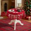 Christmas Tablecloth Red Lace Santa Claus Tablecloth Wrinkle Resistant Round Table Cover for Home