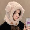 New Wool Hat for Women In Autumn and Winter Fashion Versatile Knitted Head Hat Warm Big Head Circumference White Cold Hat Cute