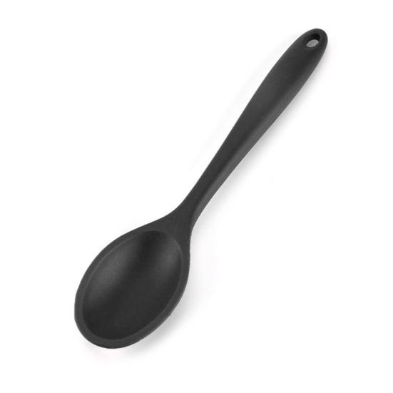 Durable Anti-rust Wear-resistant Ergonomic Handgrip Dining Silicone Non Stick Oval Spoon for Dorm Fruit Spoon