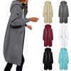 Women's Casual Zip Up Hoodies Long Tunic Sweatshirt Winter Windproof Drawstring Hooded Jacket Outerwear With Pockets