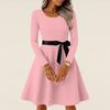 Women's Casual Fashion Long Sleeve  Vintage Long Dresses