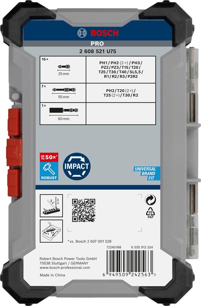 BOSCH Professional Screwdriver Bit Set, 24 Pieces