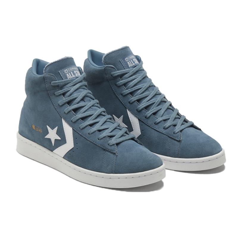 Converse Cons Pro Leather Synthetic Leather Non-slip Wear-resistant High-top Skate Shoes Unisex Blue