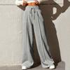 Autumn Sports Casual Wide Leg Pants Women Fashion New Solid Straight Loose Pants Woman High Waist Lace-up Simple Office Ladies Trousers 24631