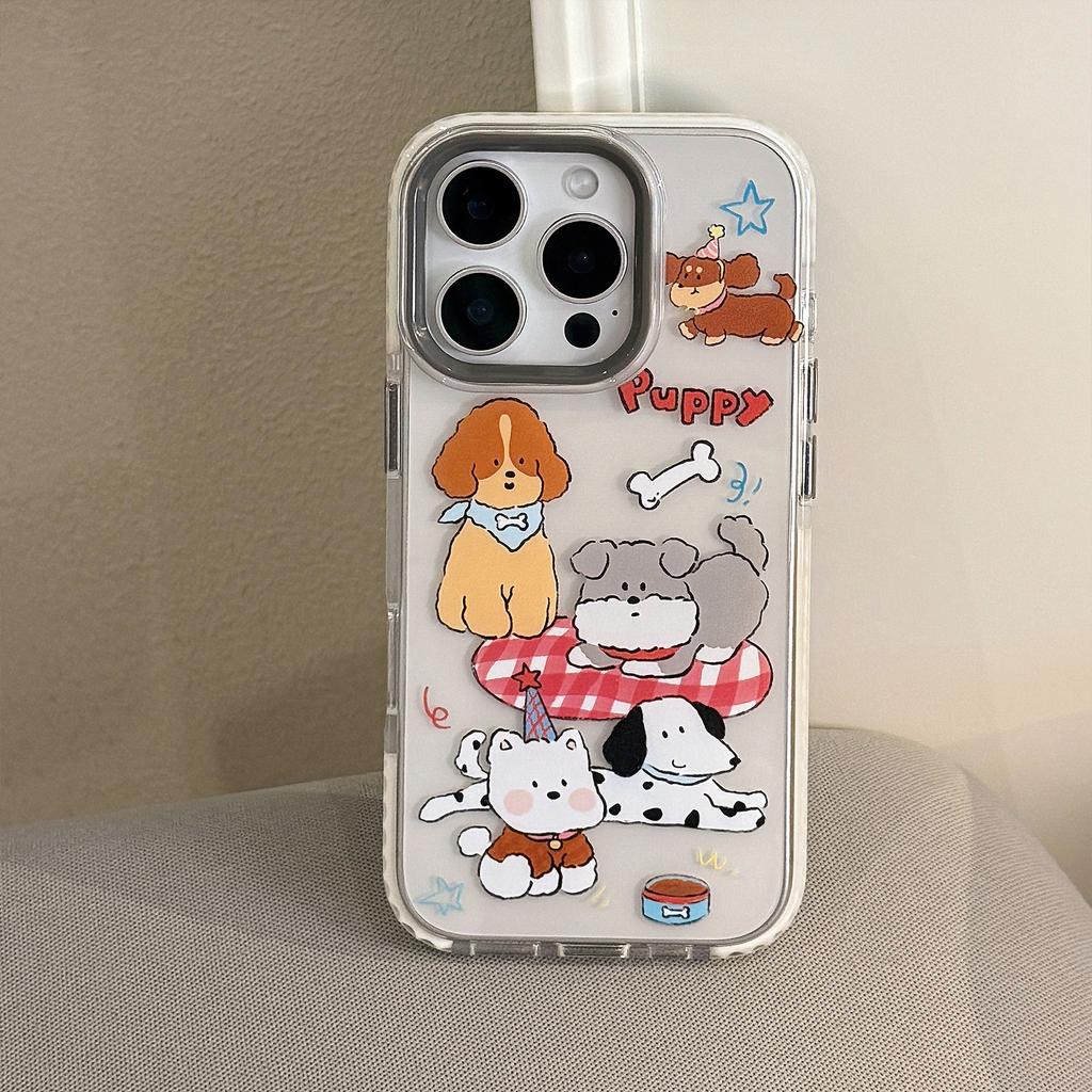 Personalized Cartoon Puppy Illustration Suitable for Apple 16 Mobile Phone Case 14 Transparent IPhone 15 Promax Anti Fall 11 Soft