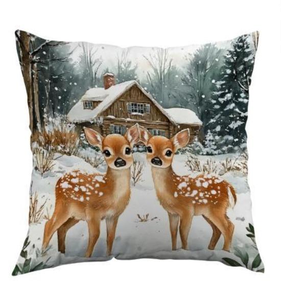 Christmas Pillowcase Living Room Polyester Printed Decorative Pillowcase Nordic Christmas Pillow