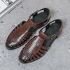 Summer Men Casual Leather Flat Designer Sandals Hollow Out Breathable Walking Shoes Comfy Outdoor Antiskid Office Shoes