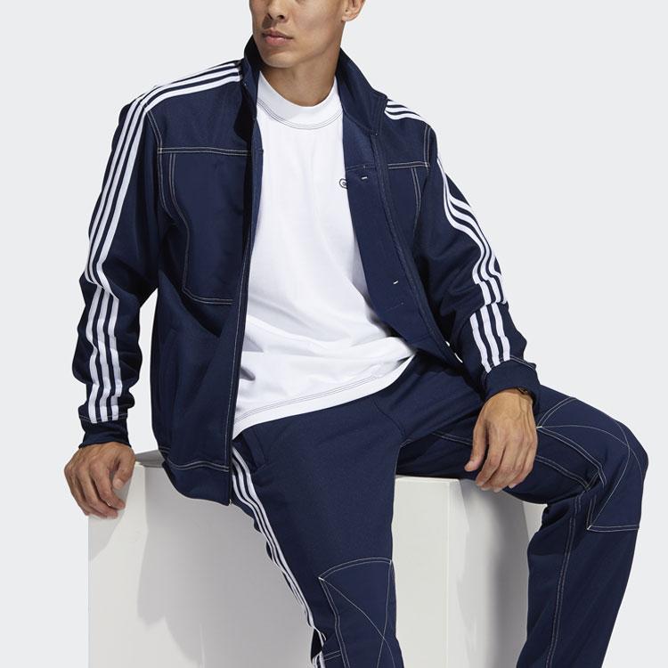 Adidas Originals Trefoil Three-Stripe Track Jacket Men Jackets Collegiate-Navy-Blue GN3807