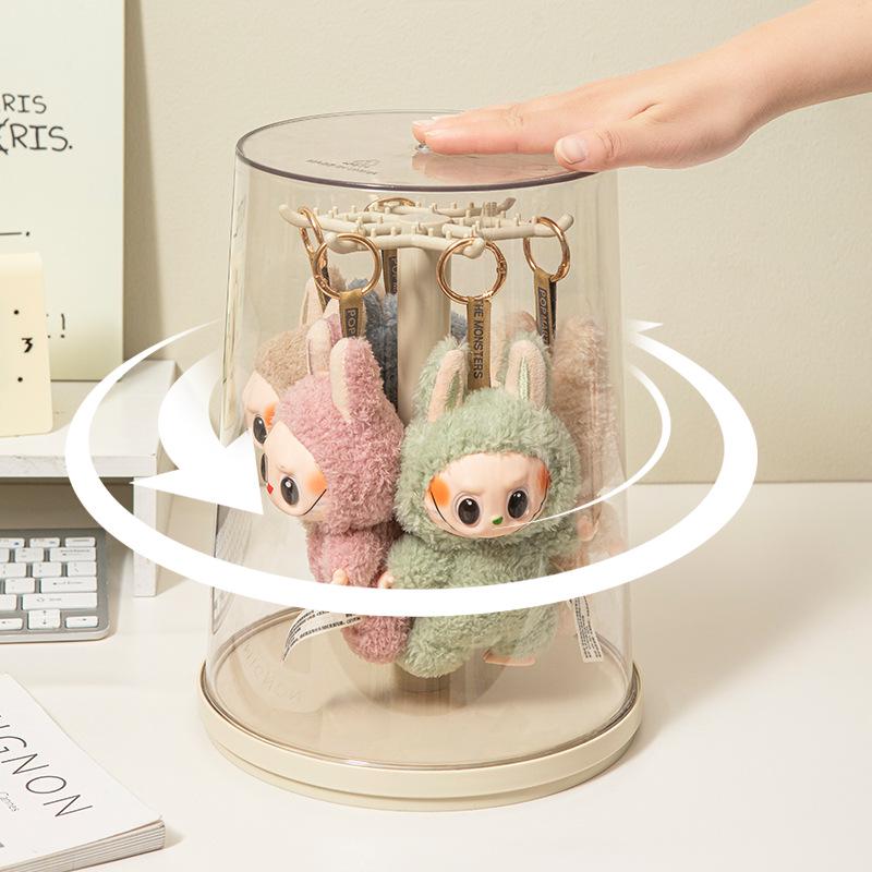Rotating Labubu Plush Doll Display Box & Charm Stand