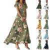 Women's Summer Fashion Floral Print Casual Dresses V-Neck Short Sleeve Dresses