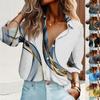 Women's Shirt Blouse Geometric Stripes Print Button Long Sleeve Casual Basic Shirt Collar Regular Top