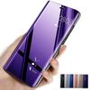 Luxury Mirror Clear View Makeup Case Flip Stand Protective Cover For iPhone Samsung Huawei Xiaomi