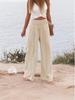 2025 Spring/Summer Women's Solid Color Elastic Waist Wide-Leg Casual Pants