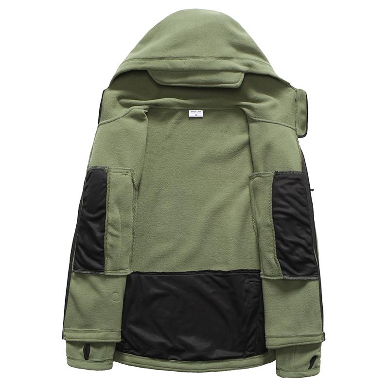 Tactical Fleece Jacket Men Winter Warm Hooded Military Jacket Casual Outdoor Hiking Hoodie Outerwear Coat with Many Pockets