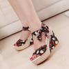 Fashion Sandals for Women Wedges Heel Bow Super-high Print Woman Shoes Korea On Offer Sandal Sales 2025 Luxury The Best Wholesale Shoe