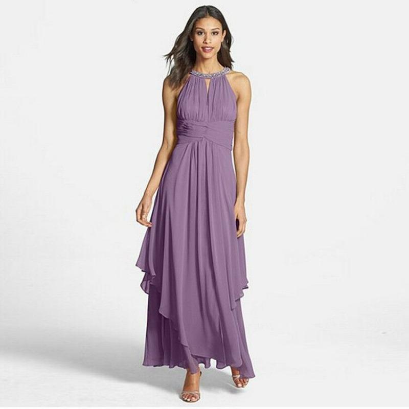 A Sexy Off-the-shoulder Dress with Necklaces Chiffon Evening Gown and Long Dress