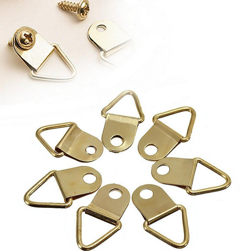 20Pc / Packaged Gold Brass Triangle Photo Frame Wall Hook Rings