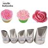 5Pcs/set  Rose Petal Piping Tips Stainless Steel Russian Piping Tips Cake Decorating Bakeware Sets