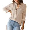 Women's Casual Loose Long Sleeve Striped Cardigan Shirt New
