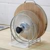 Stainless Steel Pot Lid Holder Modern Heavy Duty Standing Multi-functional Countertop Cutting Board Plate Cutter Storage Rack Organizer Kitchen