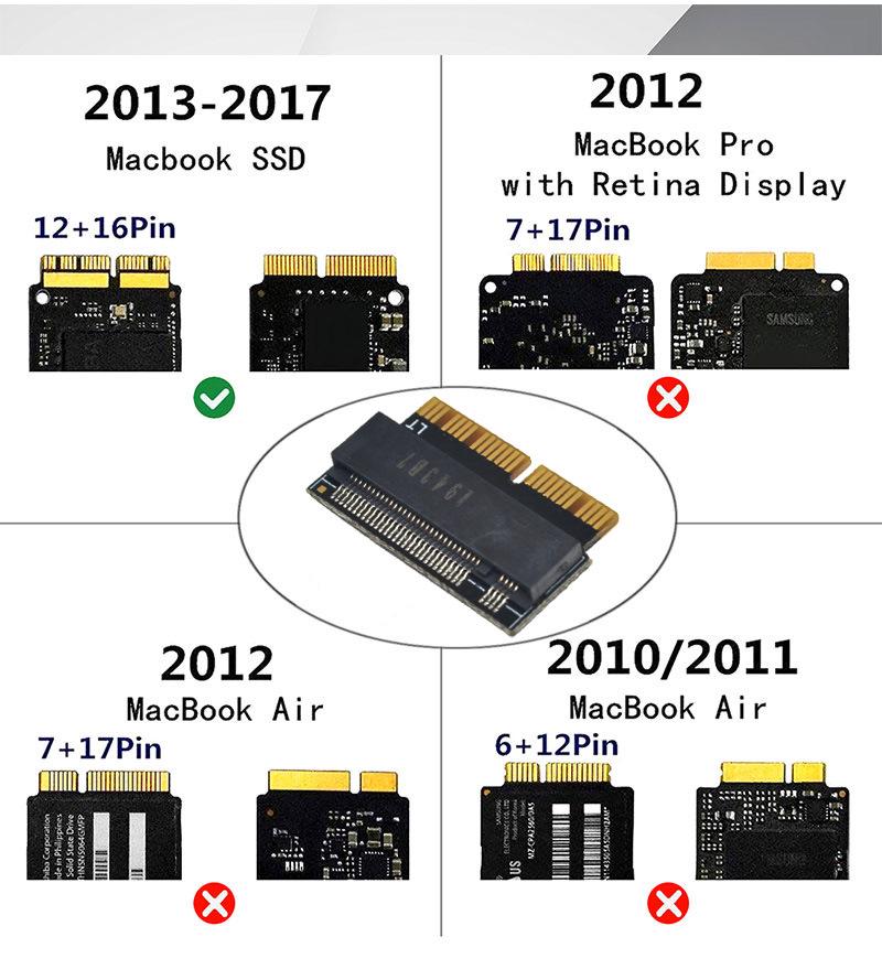 MacBook Pro 2013-2017 A1708 NVMe PCIe M.2 Adapter
