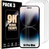 Pack-3 Tempered Glass for iPhone 14 Pro Max (6.7 ") 9H Shockproof Screen Protector