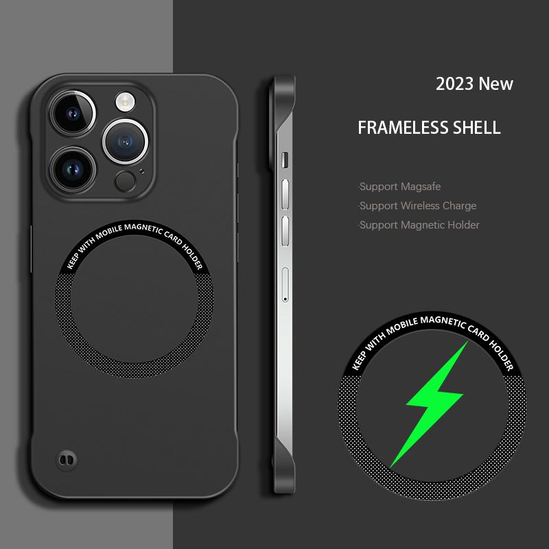 Ultra Thin Hard PC For Magsafe Frameless Magnetic Phone Case For iPhone 14 11 12 13 Pro Mini XR XS Max X 7 8 14 Plus SE Wireless Charging Cover