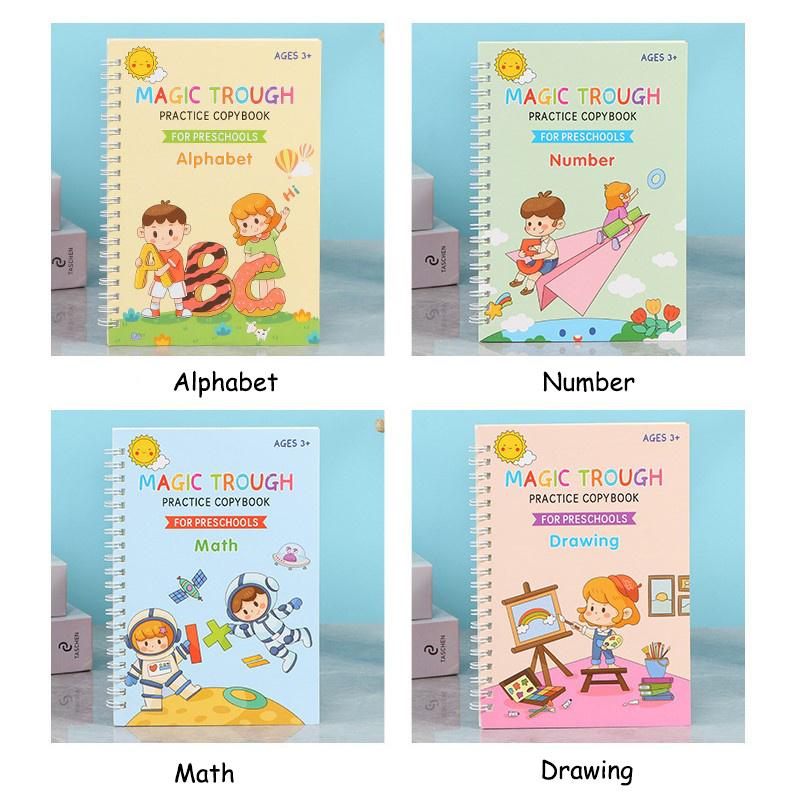 Preschool Grooved Handwriting Practice Book, Reusable Grooved Writing Books,Handwriting Book Practice For Kids