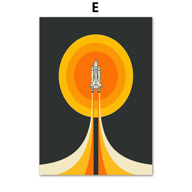 Nordic Solar System Space Shuttle Astronaut Toy Wall Art Canvas Painting Posters And Prints Wall Pictures For Living Room Decor