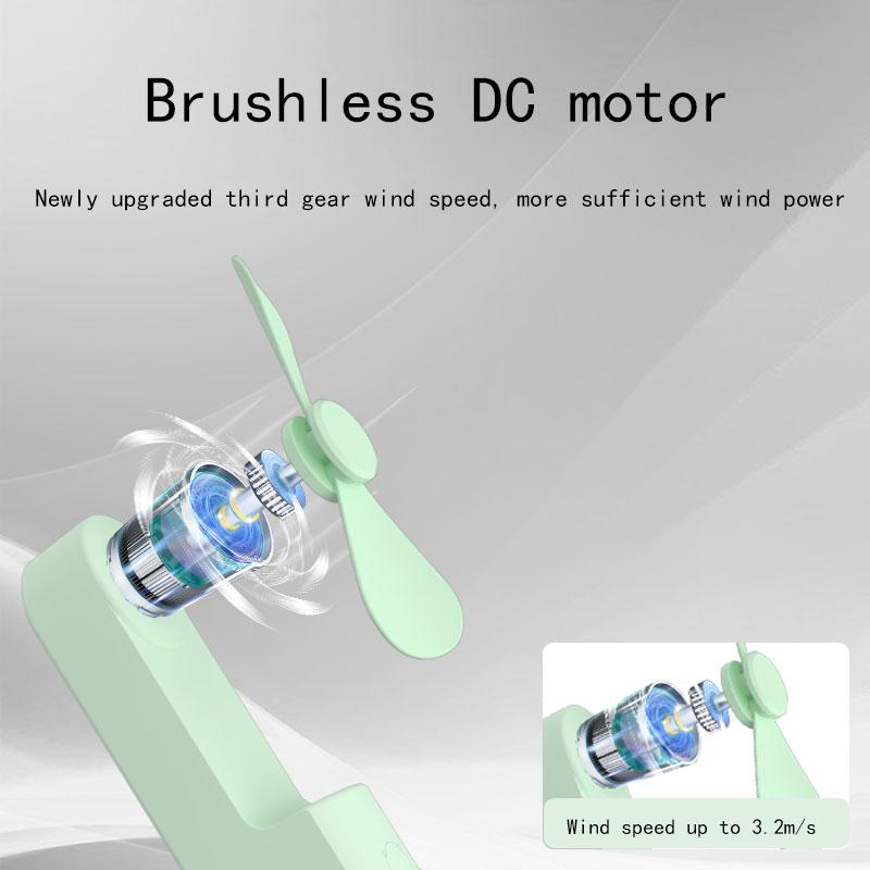 Handheld Small Fan Portable Creative Mini Three Speed Adjustable Solid Color Charging Small Fan Folded Led Lighting Phone Holder