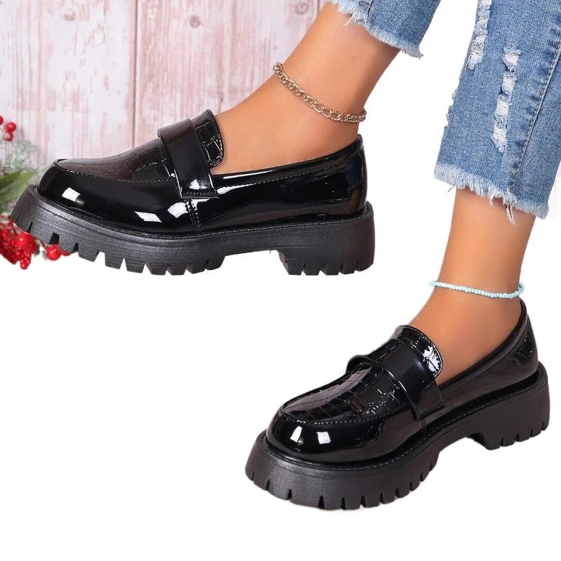 Fashion 2025 Shoes Female Loafers Women's High Heels Plus Size Office & Career Pumps Women Solid Round Toe Med Heel Slip On Shoes Women