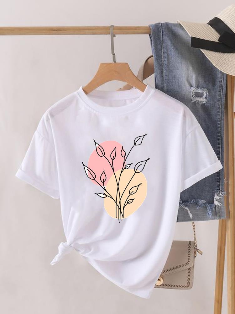 (Asian Size) Love Letter Trend Cute Short Sleeve T Shirt O-neck Tee Clothing Top Casual Fashion Print Lady Female Women Graphic T-shirts