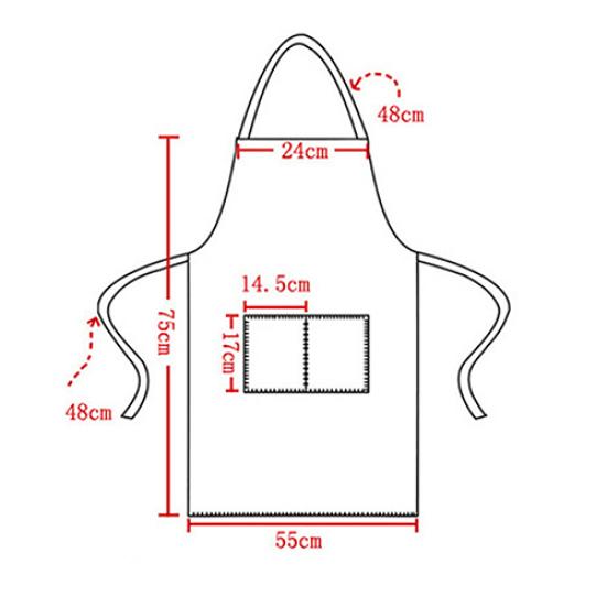 Unisex Simple Pure Color Kitchen Restaurant Bib Cooking Apron with Pocket